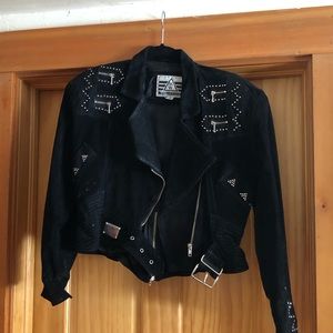 Vintage black suede moto jacket